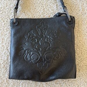 Brighton Black Embossed Leather Shoulder Bag